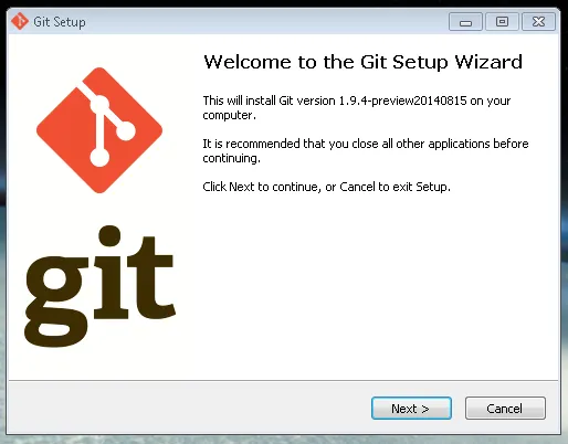 Inicio da instalação do GIT