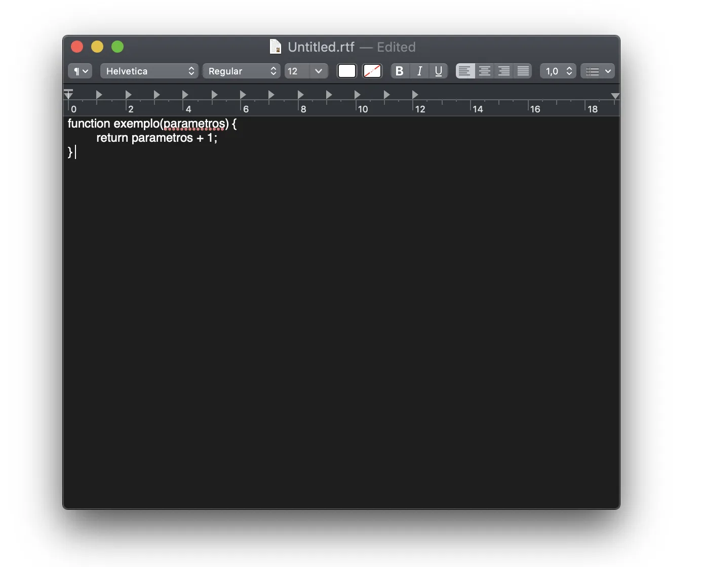 Editor de textos simples com um código JavaScript