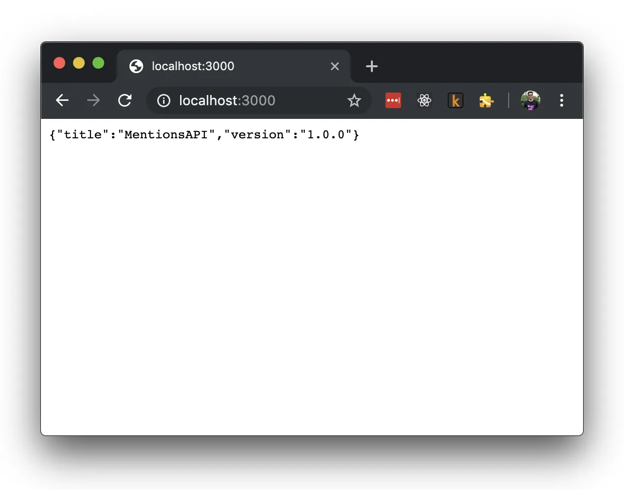 Imagem do Google Chrome exibindo o conteúdo de localhost:3000