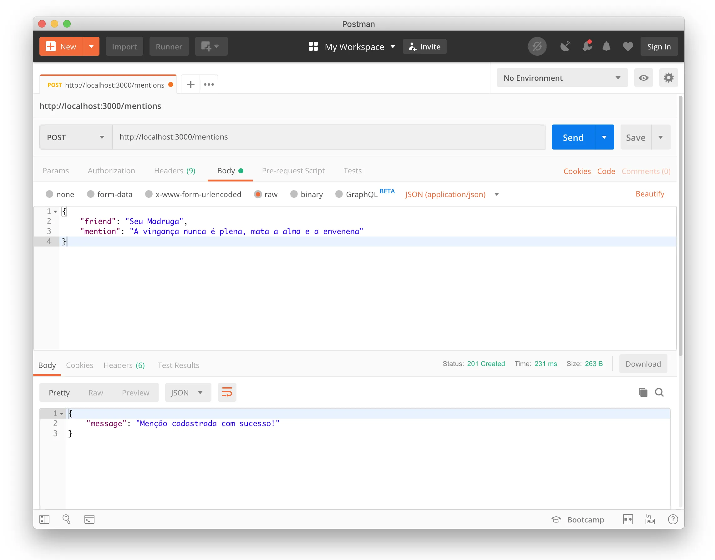 Imagem de sucesso no Postman